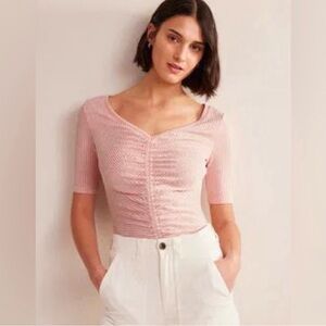 Boden Pink Seersucker Ruched Women's Top